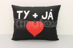 Polštář TY a JÁ - černý Polštářky - Srdce a pro zamilované