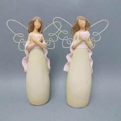 Anděl drátěná křídla 24cm Polystonové a keramické figurky - andělé, kominík, děti, důchodci, houby
