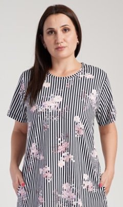 Dámské domácí šaty s krátkým rukávem Kateřina Pyžama a župany - Ženy - Dámské noční košile - Nadměrné dámské noční košile